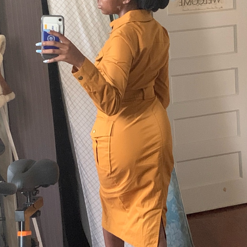 Mustard button down midi dress size small